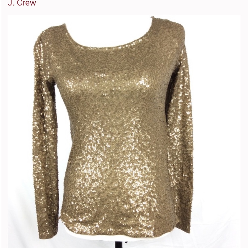 J. Crew gold sequined tee xxs💛